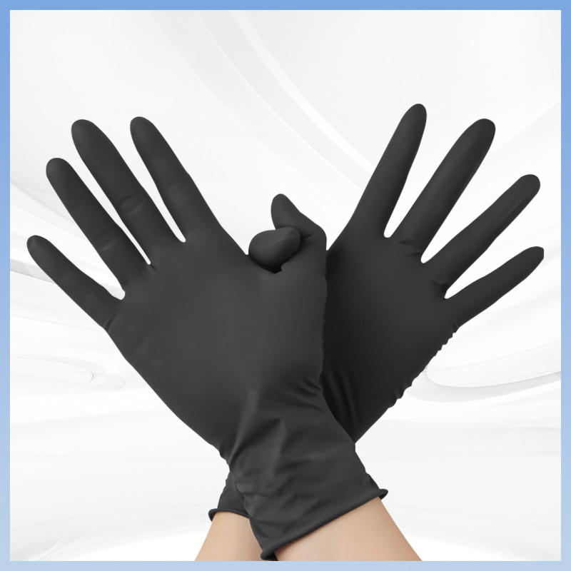 Schwarze Latex-Prüfhandschuhe Einweghandschuhe ohne Latexpulver für die Reinigung von Medizin-Küchen