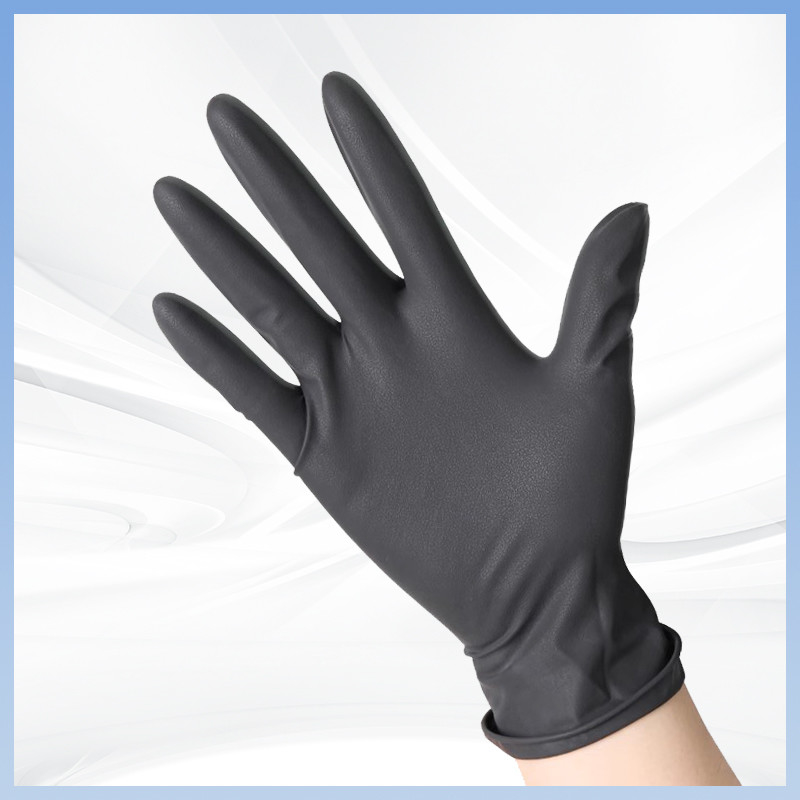 Schwarze Latex-Prüfhandschuhe Einweghandschuhe ohne Latexpulver für die Reinigung von Medizin-Küchen