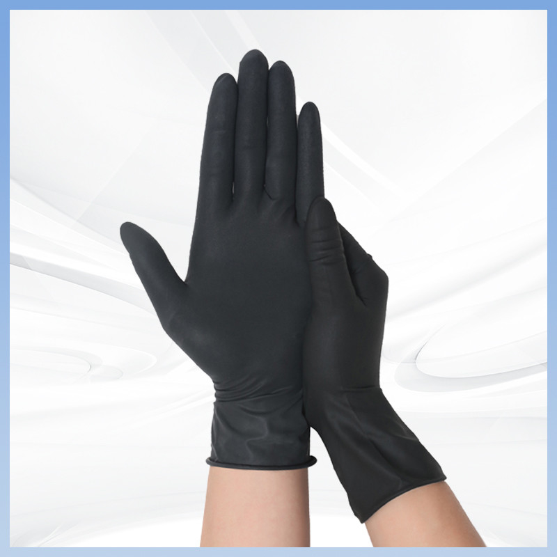 Schwarze Latex-Prüfhandschuhe Einweghandschuhe ohne Latexpulver für die Reinigung von Medizin-Küchen