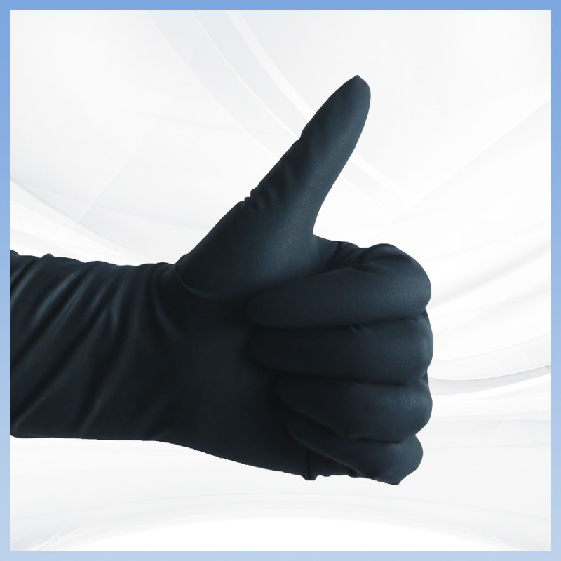 Anpassungsfähiges Logo Schwarze Pulverfreie Latexhandschuhe Einweg-Latexhandschuhe für die Anpassung von Lebensmittelverpackungen