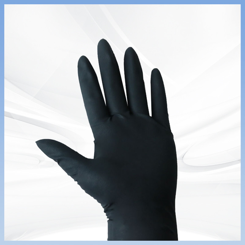 Anpassungsfähiges Logo Schwarze Pulverfreie Latexhandschuhe Einweg-Latexhandschuhe für die Anpassung von Lebensmittelverpackungen