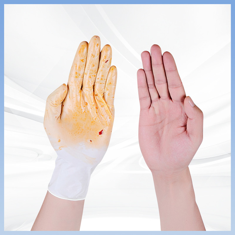 Weiße Latexhandschuhe mit rutschsicherem Griff Einweg-Latexhandschuhe zur sicheren Handhabung