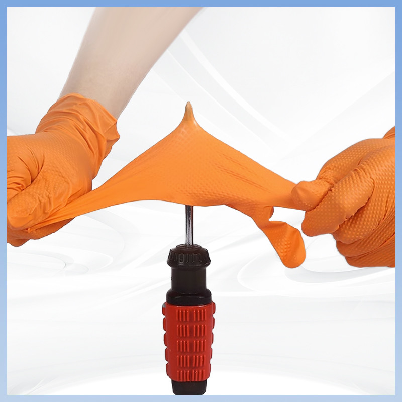 Nicht rutschfähige Verdickung Nitril Handschuhe Einweg Sicherheitshandschuhe Bauarbeiten Diamant textured Nitril Handschuhe Sicherheitsrubber