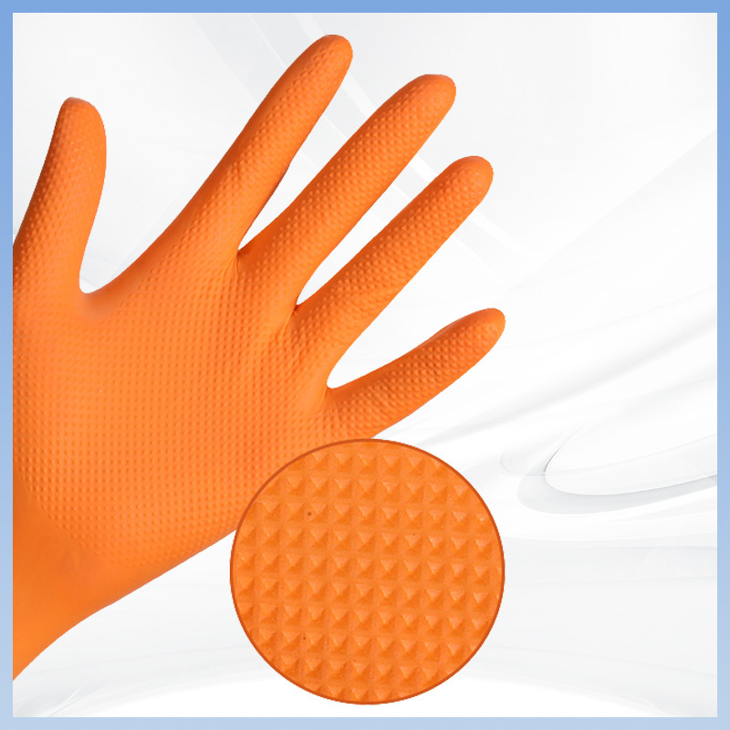 Nicht rutschfähige Verdickung Nitril Handschuhe Einweg Sicherheitshandschuhe Bauarbeiten Diamant textured Nitril Handschuhe Sicherheitsrubber