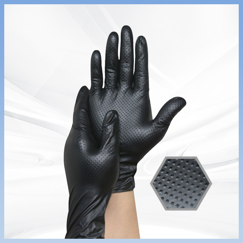 Sicherheitshandschuhe Bauarbeiten Diamant textierte Nitrilhandschuhe Sicherheitshandschuhe Gummibeschicht Verdickung Einweg Nitrilhandschuhe