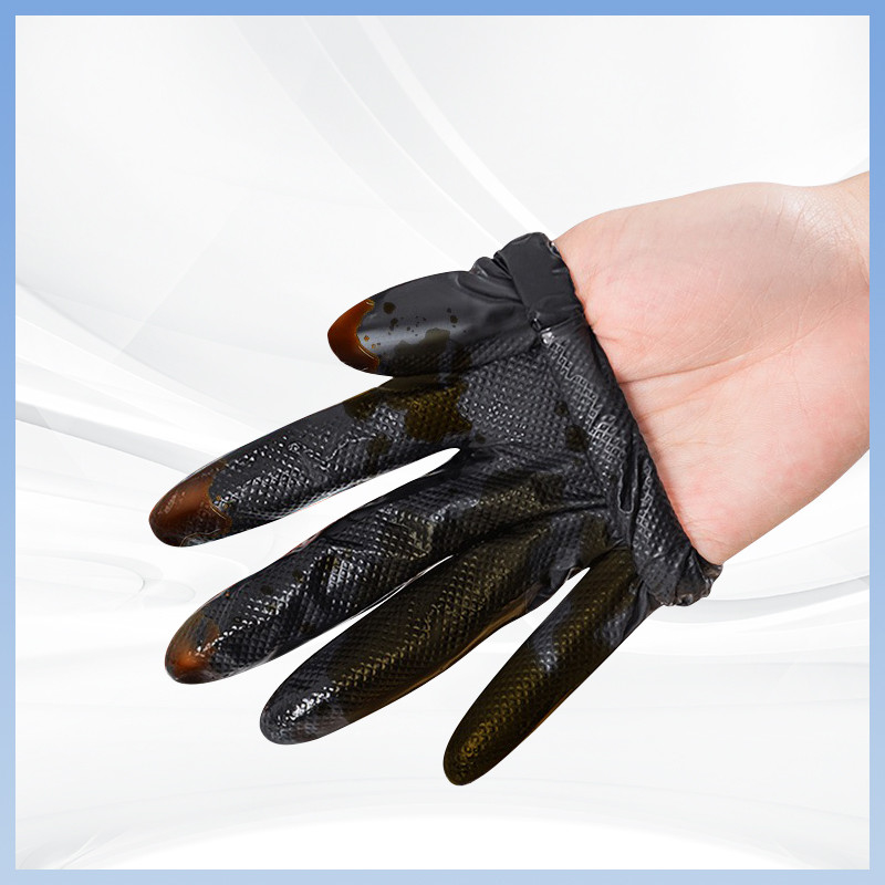 Schwarze Nitril Handschuhe Einweg Diamantmuster Schwergewicht Langlebig Latexfrei Pulverfrei Nitril