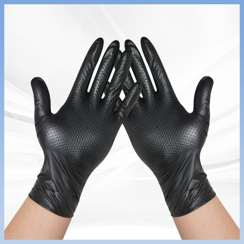 OEM Industrie-Mechanische Handschuhe Diamantgriff Textur Hand Custom Pattern Box Schwarz Custom Mechanische Gummihandschuhe Nitril
